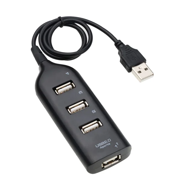 4 Port USB Hub with Cable Mini USB Splitter Hub Use Power Adapter High Speed Multiple Socket For PC Laptop Notebook Accessories